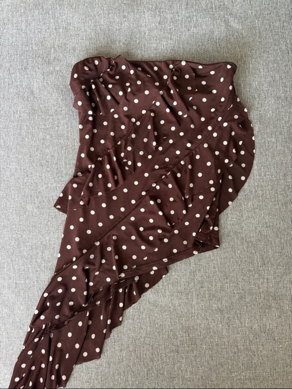 Polka Dot Brown Ruffle-Trim Camisole